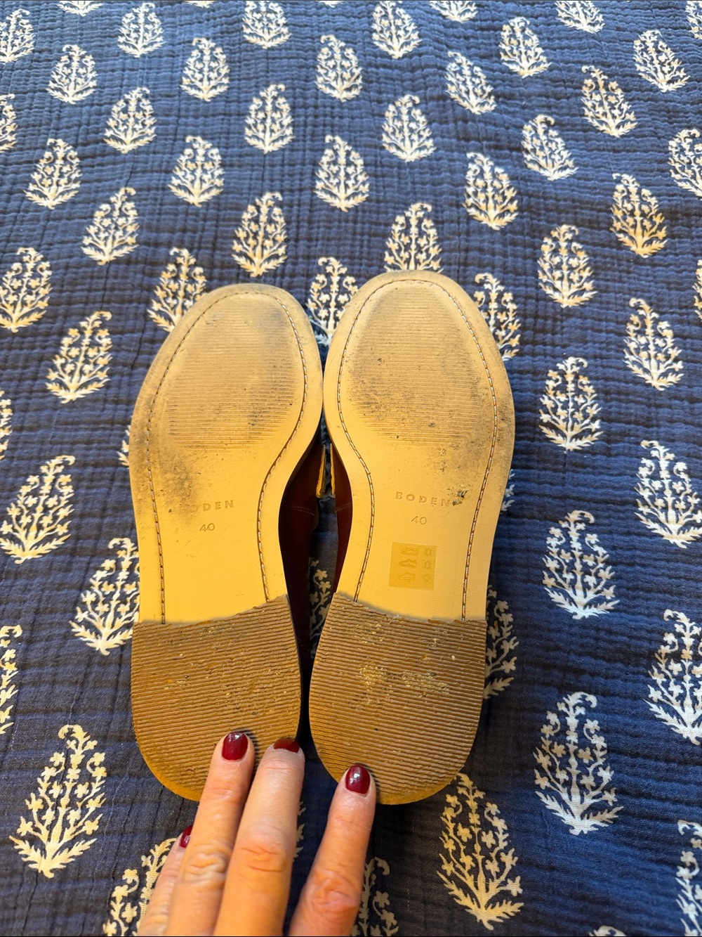 Classic Leather Penny Loafers in Navy, Burgundy & Cream - Picture 5 of 7